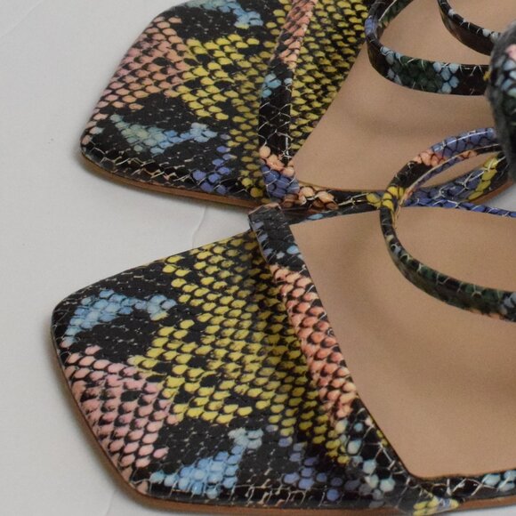 Steve Madden Awake Heeled Sandal Multi Snake Open Toe Strappy Mule Pumps Heels 9 - Picture 7 of 8